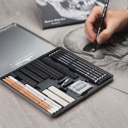 Black & White Box Ensemble de dessins 25 pcs dans le groupe Matériels d'artistes / Craie et Graphite / Graphite et crayon à papier chez Pen Store (130583)
