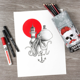 Tattoo Sketching Set 14 pièces dans le groupe Matériels d'artistes / Craie et Graphite / Graphite et crayon à papier chez Pen Store (132709)