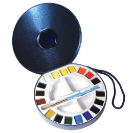 Peinture aquarelle Travel Tin 18 demi-godets dans le groupe Matériels d'artistes / Couleurs de l'artiste / Peinture aquarelle / Aquarelle en godet chez Pen Store (132937)