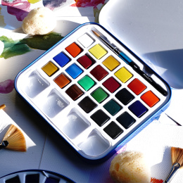 Peinture aquarelle Travel Tin 24 demi-godets dans le groupe Matériels d'artistes / Couleurs de l'artiste / Peinture aquarelle chez Pen Store (132938)