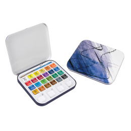 Peinture aquarelle Travel Tin 24 demi-godets dans le groupe Matériels d'artistes / Couleurs de l'artiste / Peinture aquarelle chez Pen Store (132938)