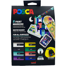 Posca Pouch PC-5M Limited Edition Ensemble de 8 dans le groupe Stylos / Crayons d'artistes / Marqueurs acryliques chez Pen Store (133849)