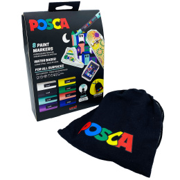 Posca Pouch PC-5M Limited Edition Ensemble de 8 dans le groupe Stylos / Crayons d'artistes / Marqueurs acryliques chez Pen Store (133849)