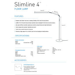 Slimline 4 Floor Lamp Brushed Steel dans le groupe Loisirs créatifs / Accessoires Hobby / L'illumination chez Pen Store (134054)