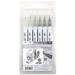 Clean Color Real Brush set Lot de 6 Cool Gray dans le groupe Stylos / Crayons d'artistes / Feutres pinceaux chez Pen Store (134106)