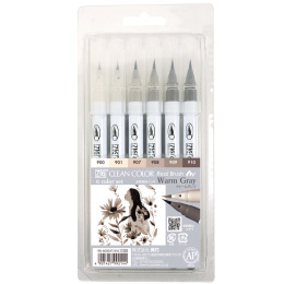 Clean Color Real Brush set Lot de 6 Warm Gray dans le groupe Stylos / Crayons d'artistes / Feutres pinceaux chez Pen Store (134107)