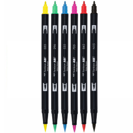  ABT Dual Brush pen  Lot de 6 Basic dans le groupe Stylos / Crayons d'artistes / Feutres pinceaux chez Pen Store (134111)