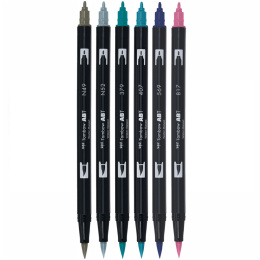  ABT Dual Brush pen  Lot de 6 Vintage dans le groupe Stylos / Crayons d'artistes / Feutres pinceaux chez Pen Store (134115)