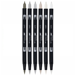  ABT Dual Brush pen  Lot de 6 Gray dans le groupe Stylos / Crayons d'artistes / Feutres pinceaux chez Pen Store (134116)