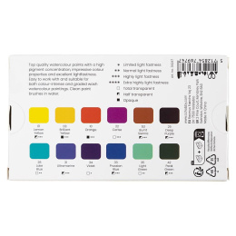 Peinture aquarelle 12 demi-godets dans le groupe Matériels d'artistes / Couleurs de l'artiste / Peinture aquarelle chez Pen Store (134824)