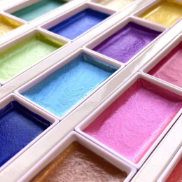 Gansai Tambi aquarelle lot de 24 Metallic dans le groupe Matériels d'artistes / Couleurs de l'artiste / Peinture aquarelle / Aquarelle en godet chez Pen Store (135536)