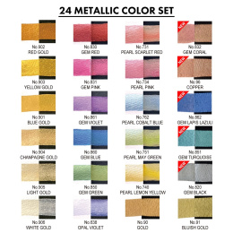 Gansai Tambi aquarelle lot de 24 Metallic dans le groupe Matériels d'artistes / Couleurs de l'artiste / Peinture aquarelle / Aquarelle en godet chez Pen Store (135536)