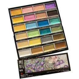 Gansai Tambi aquarelle lot de 24 Metallic 2 dans le groupe Matériels d'artistes / Couleurs de l'artiste / Peinture aquarelle / Aquarelle en godet chez Pen Store (135538)