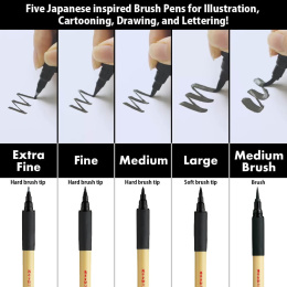 Bimoji Fude Brush Pen lot de 5 dans le groupe Stylos / Crayons d'artistes / Feutres pinceaux chez Pen Store (136420)