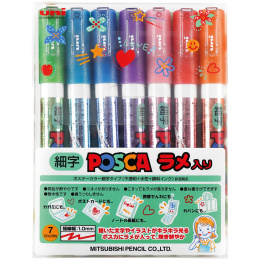 Posca PC-3M Glitter coffret de 7 dans le groupe Stylos / Crayons d'artistes / Marqueurs acryliques chez Pen Store (136460)