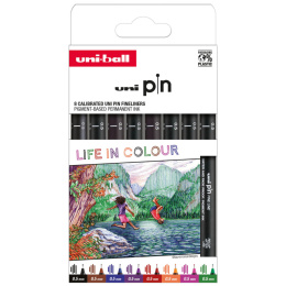 Pin Fine Line Colours Lot de 8 dans le groupe Stylos / Crayons d'artistes / Feutres Fineliners chez Pen Store (137085)