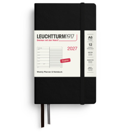 Calendrier Weekly Planner & Notebook 2027 A6 Black dans le groupe Papiers & Blocs / Calendriers et agendas / Calendriers 12 mois chez Pen Store (137505)