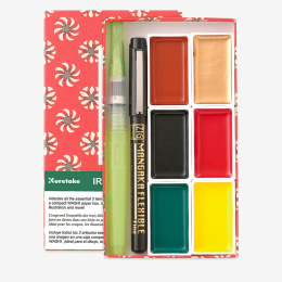 Gansai Tambi Irodori Kobako Coffret aquarelle rouge dans le groupe Matériels d'artistes / Couleurs de l'artiste / Peinture aquarelle / Aquarelle en godet chez Pen Store (137567)