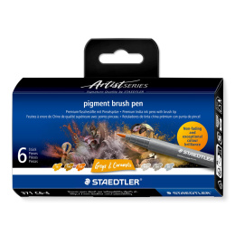 Pigment Arts Brush Pen ensemble de 6 Grey/Caramel dans le groupe Stylos / Crayons d'artistes / Feutres pinceaux chez Pen Store (137614)