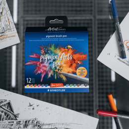 Pigment Arts Brush Pen ensemble de 12 Basic dans le groupe Stylos / Crayons d'artistes / Feutres pinceaux chez Pen Store (137620)