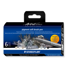Pigment Arts Soft Brush Pen ensemble de 6 Grey dans le groupe Stylos / Crayons d'artistes / Feutres pinceaux chez Pen Store (137626)