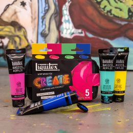 Peinture acrylique Basics Illuminated Brights Set 4 x 118 ml dans le groupe Matériels d'artistes / Couleurs de l'artiste / Peinture acrylique chez Pen Store (137833)