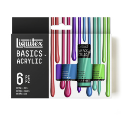 Peinture acrylique Basics Metallic Set 6x22 ml dans le groupe Matériels d'artistes / Couleurs de l'artiste / Peinture acrylique chez Pen Store (137836)