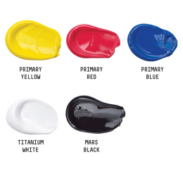Peinture acrylique Basics Set 4x75 ml + 1x118 ml dans le groupe Matériels d'artistes / Couleurs de l'artiste / Peinture acrylique chez Pen Store (137838)