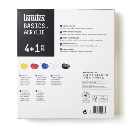 Peinture acrylique Basics Set 4x75 ml + 1x118 ml dans le groupe Matériels d'artistes / Couleurs de l'artiste / Peinture acrylique chez Pen Store (137838)