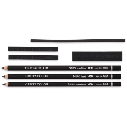 Set de dessin Nero Deep Black 7 pièces dans le groupe Matériels d'artistes / Craie et Graphite / Fusain et crayons fusains chez Pen Store (138029)