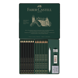 Set de crayons graphite Pitt Graphite Matt + Castell 9000 20 pièces dans le groupe Matériels d'artistes / Craie et Graphite / Graphite et crayon à papier chez Pen Store (138032)