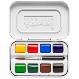 l'Aquarelle Aqua-mini 8 demi-godets + pinceau dans le groupe Matériels d'artistes / Couleurs de l'artiste / Peinture aquarelle / Aquarelle en godet chez Pen Store (138036)