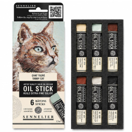 Oil Stick Mini 6 couleurs Tabby cat dans le groupe Matériels d'artistes / Craie et Graphite / Bâtonnets d’huile solide chez Pen Store (138062)