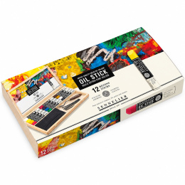 Oil Stick Coffret en bois 12 couleurs + accessoires dans le groupe Matériels d'artistes / Craie et Graphite / Bâtonnets d’huile solide chez Pen Store (138092)
