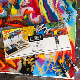 Oil Stick Coffret en bois 12 couleurs + accessoires dans le groupe Matériels d'artistes / Craie et Graphite / Bâtonnets d’huile solide chez Pen Store (138092)
