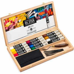 Oil Stick Coffret en bois 12 couleurs + accessoires dans le groupe Matériels d'artistes / Craie et Graphite / Bâtonnets d’huile solide chez Pen Store (138092)